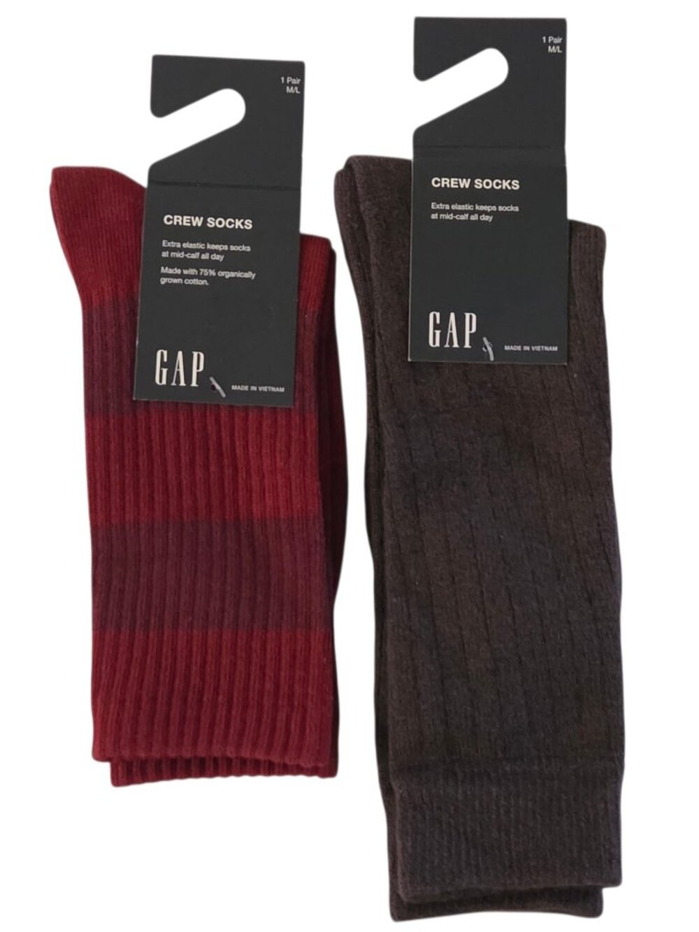 Gap Men's Ribbed Crew Socks M/L Set of 2 NWT